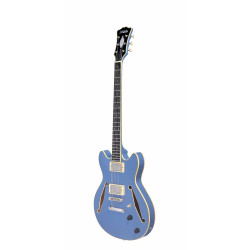 D'Angelico - Guitare Semi-Hollow body Excel Mini DC Tour - Slate Blue (+ housse)