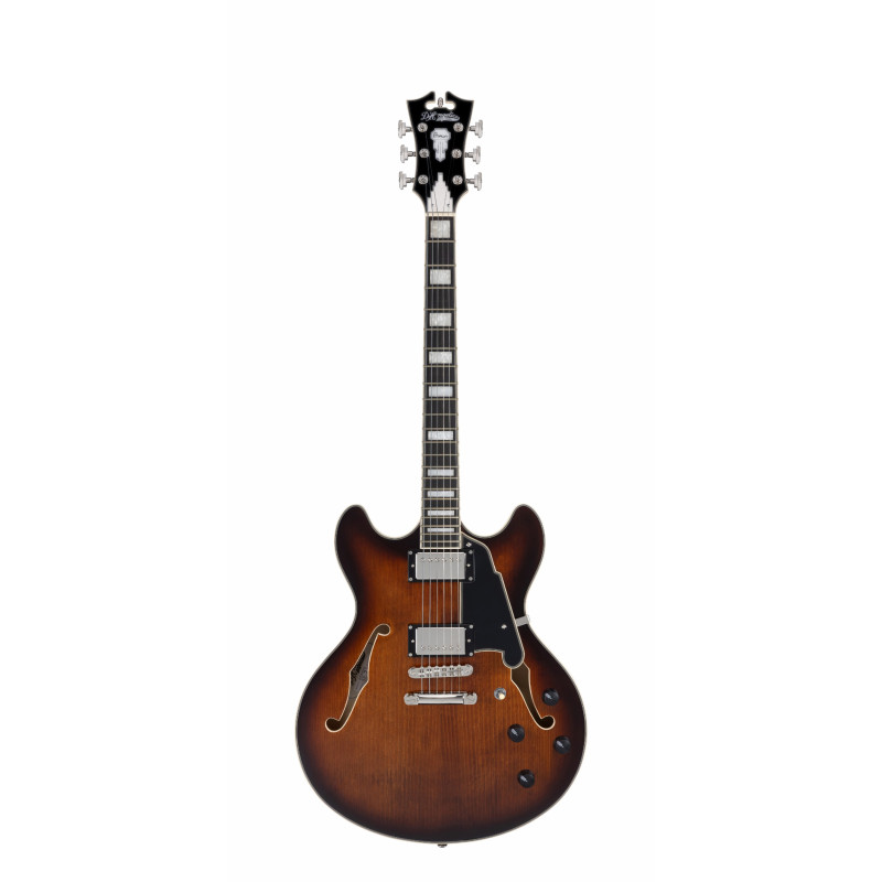 D'Angelico - Guitare Semi-Hollow body Premier DC - Brown Burst (+ housse)