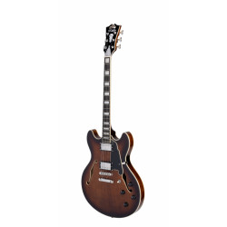 D'Angelico - Guitare Semi-Hollow body Premier DC - Brown Burst (+ housse)