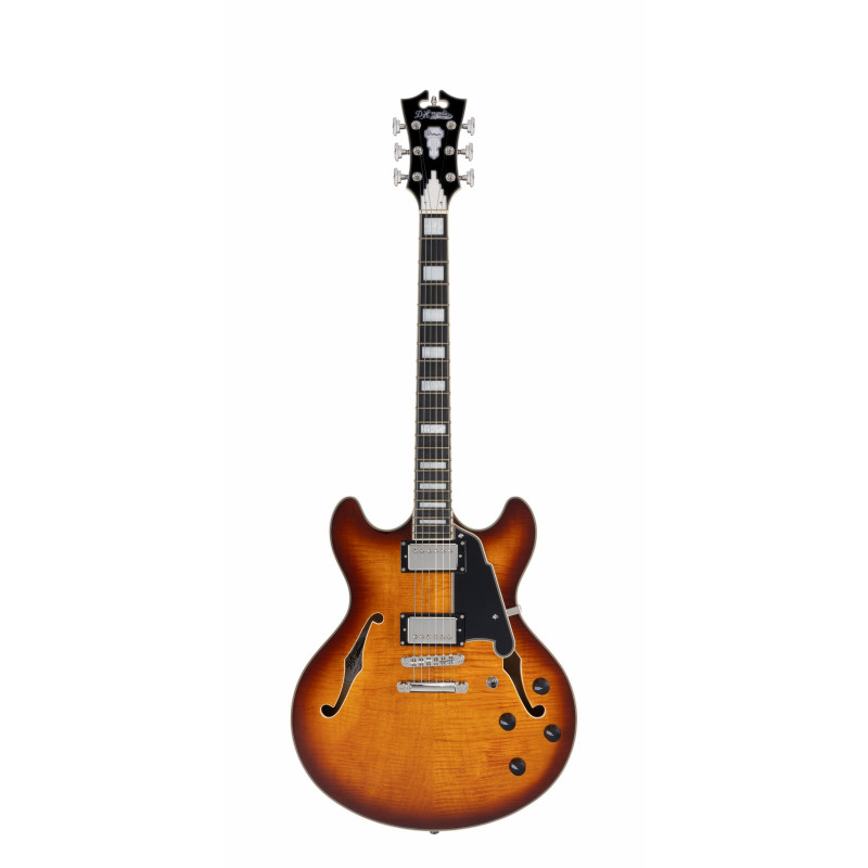 D'Angelico - Guitare Semi-Hollow body Premier DC  - Dark Iced Tea Burst (+ housse)