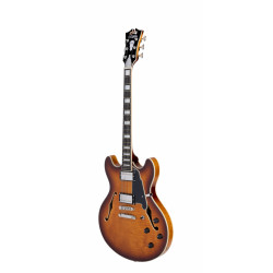 D'Angelico - Guitare Semi-Hollow body Premier DC  - Dark Iced Tea Burst (+ housse)