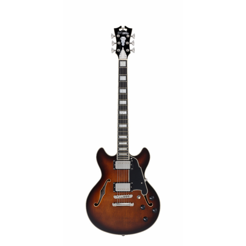 D'Angelico - Guitare Semi-Hollow body Premier Mini DC - Brown Burst (+ housse)