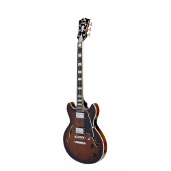 D'Angelico - Guitare Semi-Hollow body Premier Mini DC - Brown Burst (+ housse)