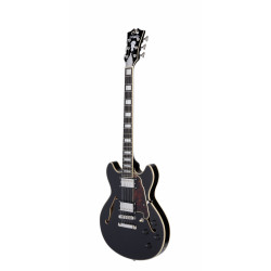 D'Angelico - Guitare Semi-Hollow body Premier Mini DC - Black Flake (+ housse)