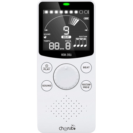 Cherub WSM-210LI - Métronome électronique compact avec batterie rechargeable - blanc