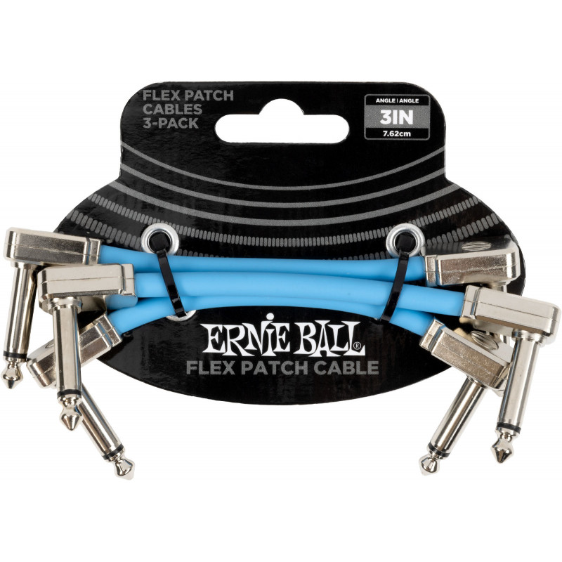 Ernie Ball 6459 - Pack de 3 câbles patch bleu - 7,5cm